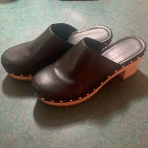 Madden Girl Black Clogs with Gold Stud Detail Size 9